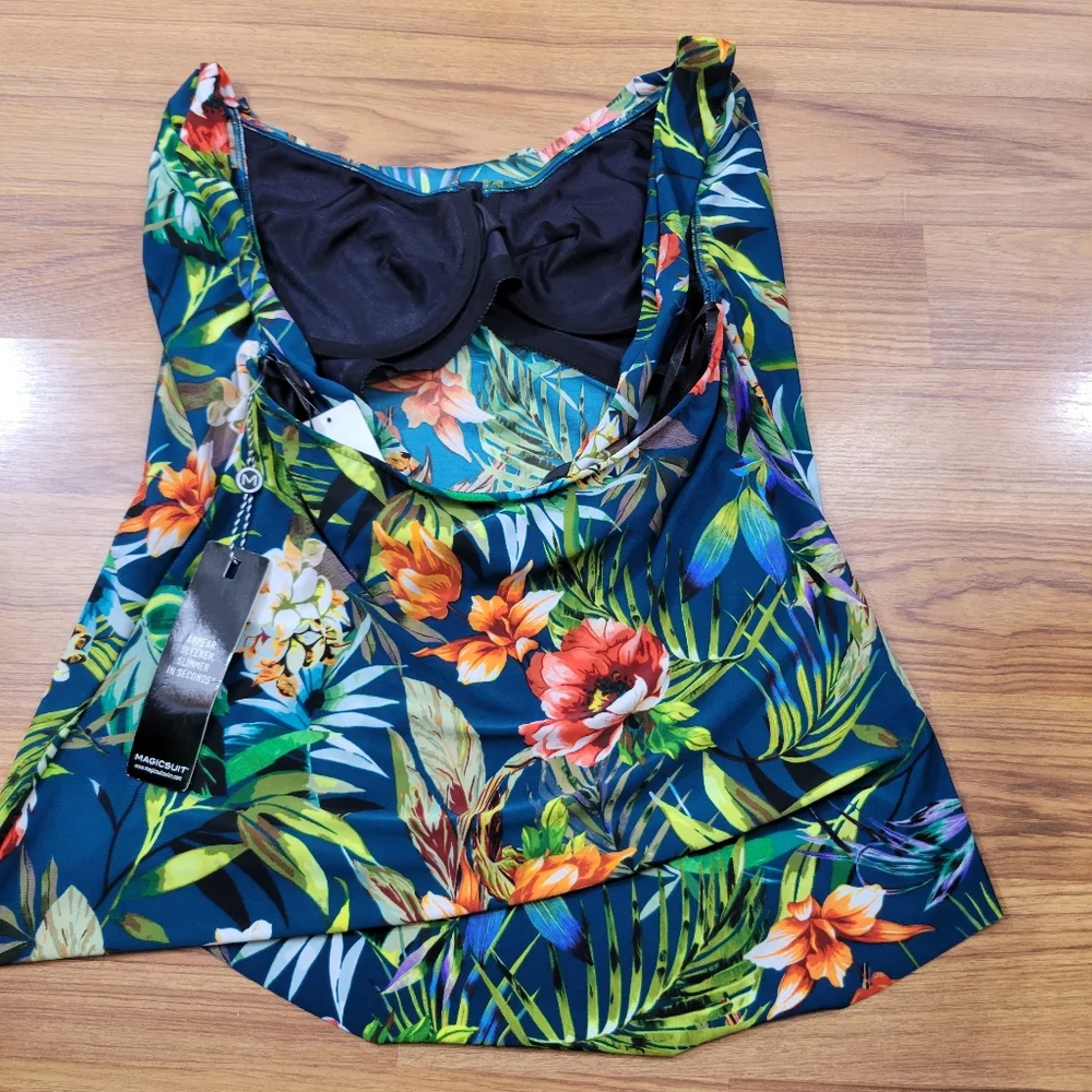 MAGICSUIT Womens Serenity Sophie tropical underwire halter tankini top NEW